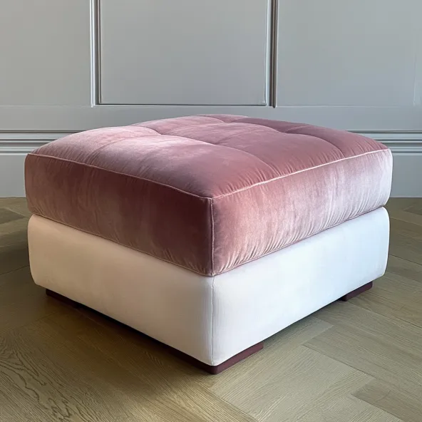 Pink Upholstery Ottoman Reupholstered